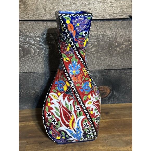 12" Turkish Handmade Twisted Vase Traditional Home Décor Gift Sedef Turkey - Picture 4 of 11